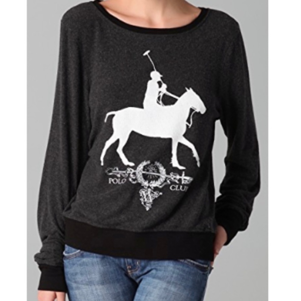 Wildfox Polo Club Crewneck Sweatshirt black/grey
